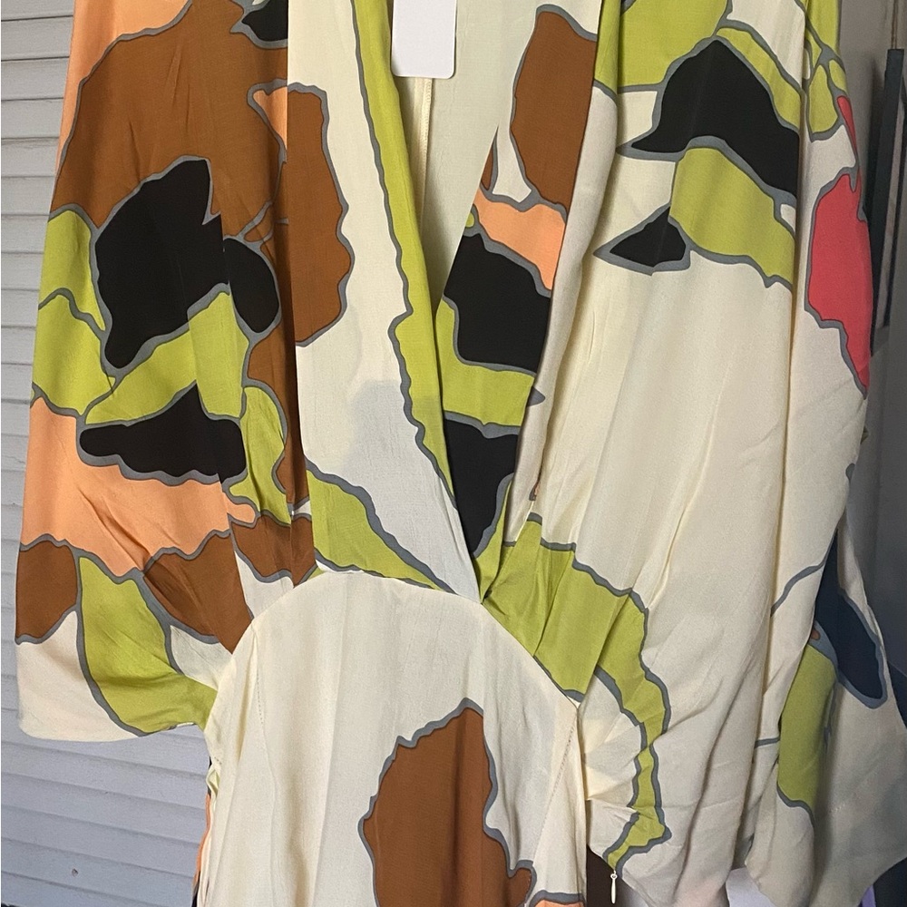 Trendy Boutique Brown and Green Asymmetrical Sundress